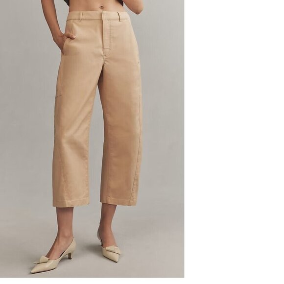 Anthropologie Maeve Curved Cropped Chino Pants size 10 new khaki color - Picture 2 of 6